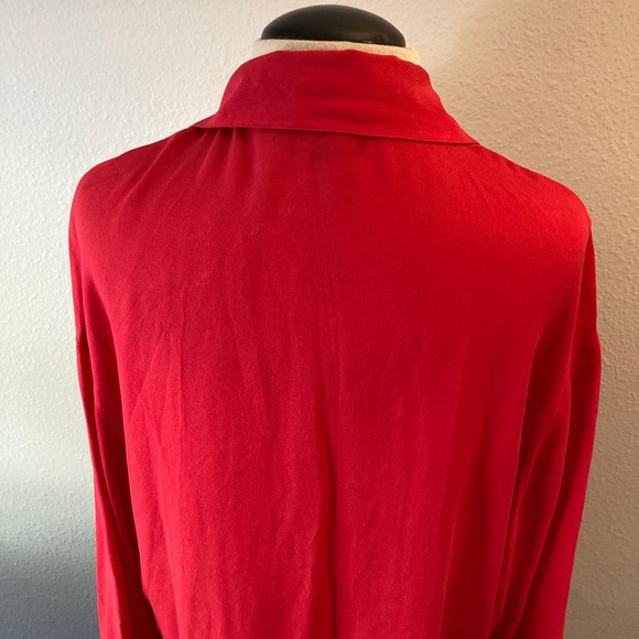 Carole Little Red Silk Button& Loop Front Blouse Size 8 - Picture 8 of 12